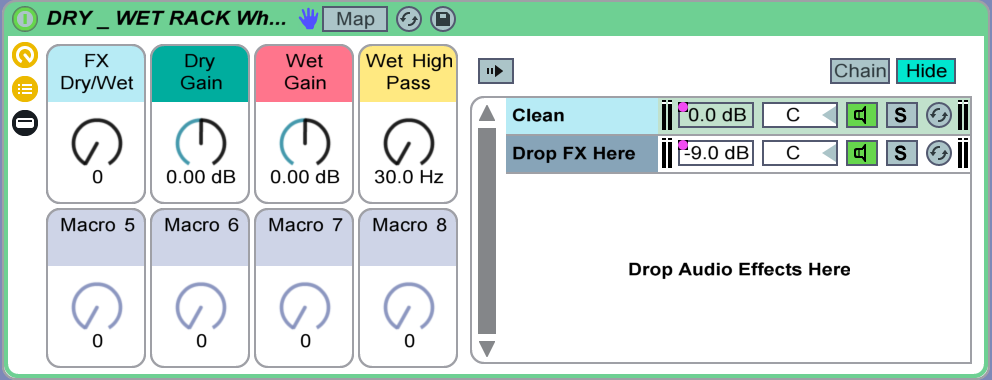 Le Rack parfait pour Dry Wet dans Ableton par When Jekyll hides.